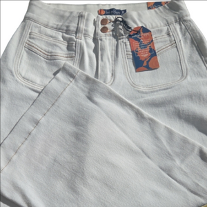 NwT Wide Leg Cream Pants Elastic Waist Tummy Control 10